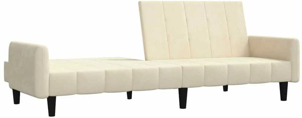 Dvivietė sofa-lova, kreminės spalvos, aksomas