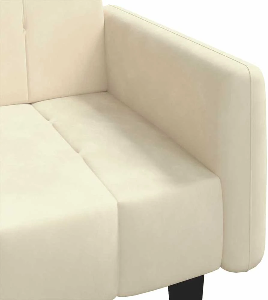 Dvivietė sofa-lova, kreminės spalvos, aksomas