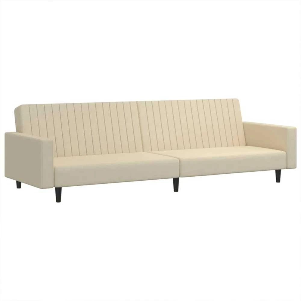 Dvivietė sofa-lova, kreminės spalvos, aksomas