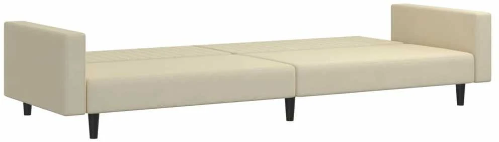 Dvivietė sofa-lova, kreminės spalvos, aksomas