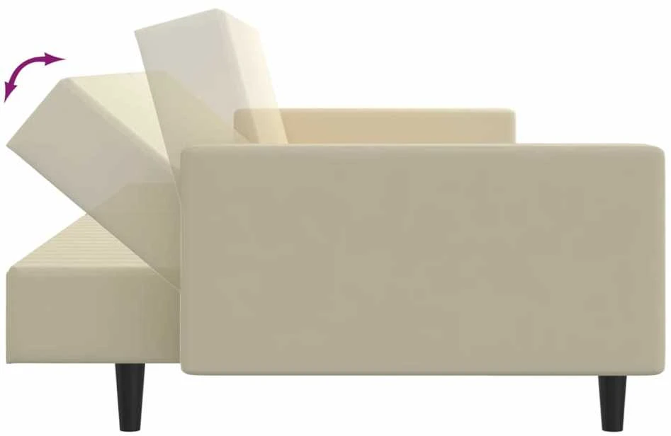 Dvivietė sofa-lova, kreminės spalvos, aksomas