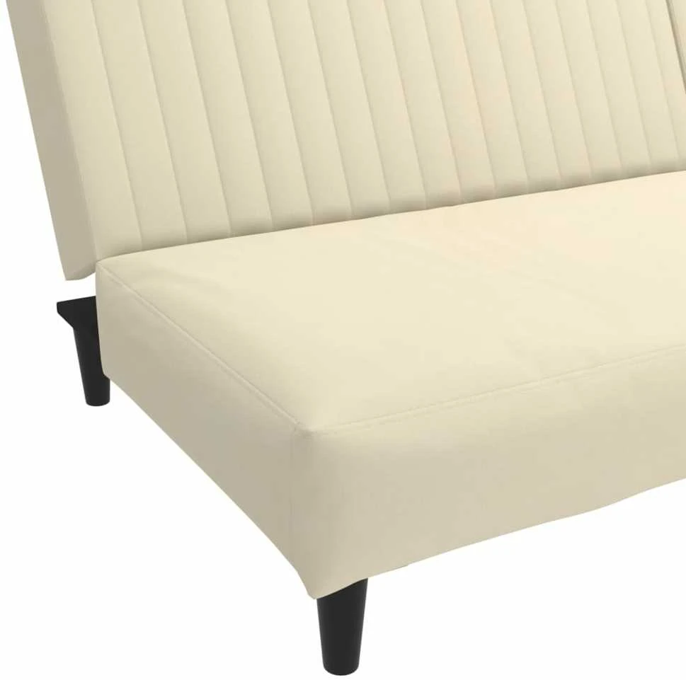 Dvivietė sofa-lova, kreminės spalvos, aksomas