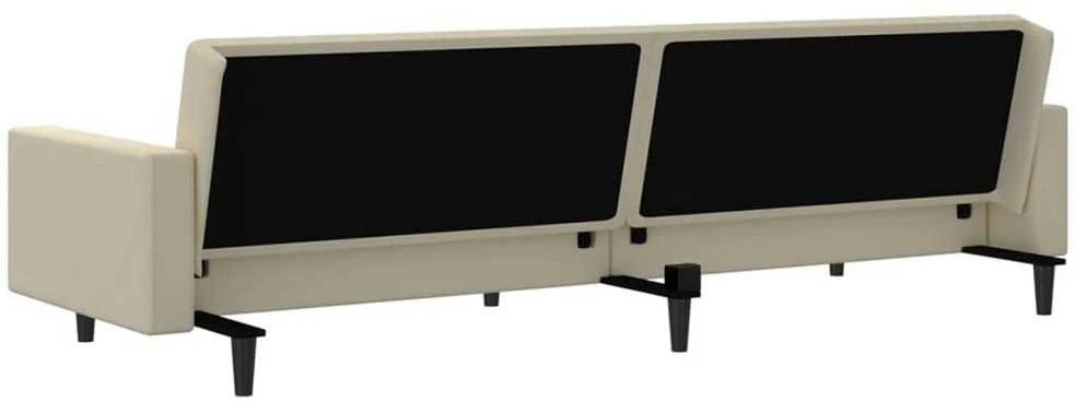 Dvivietė sofa-lova, kreminės spalvos, aksomas