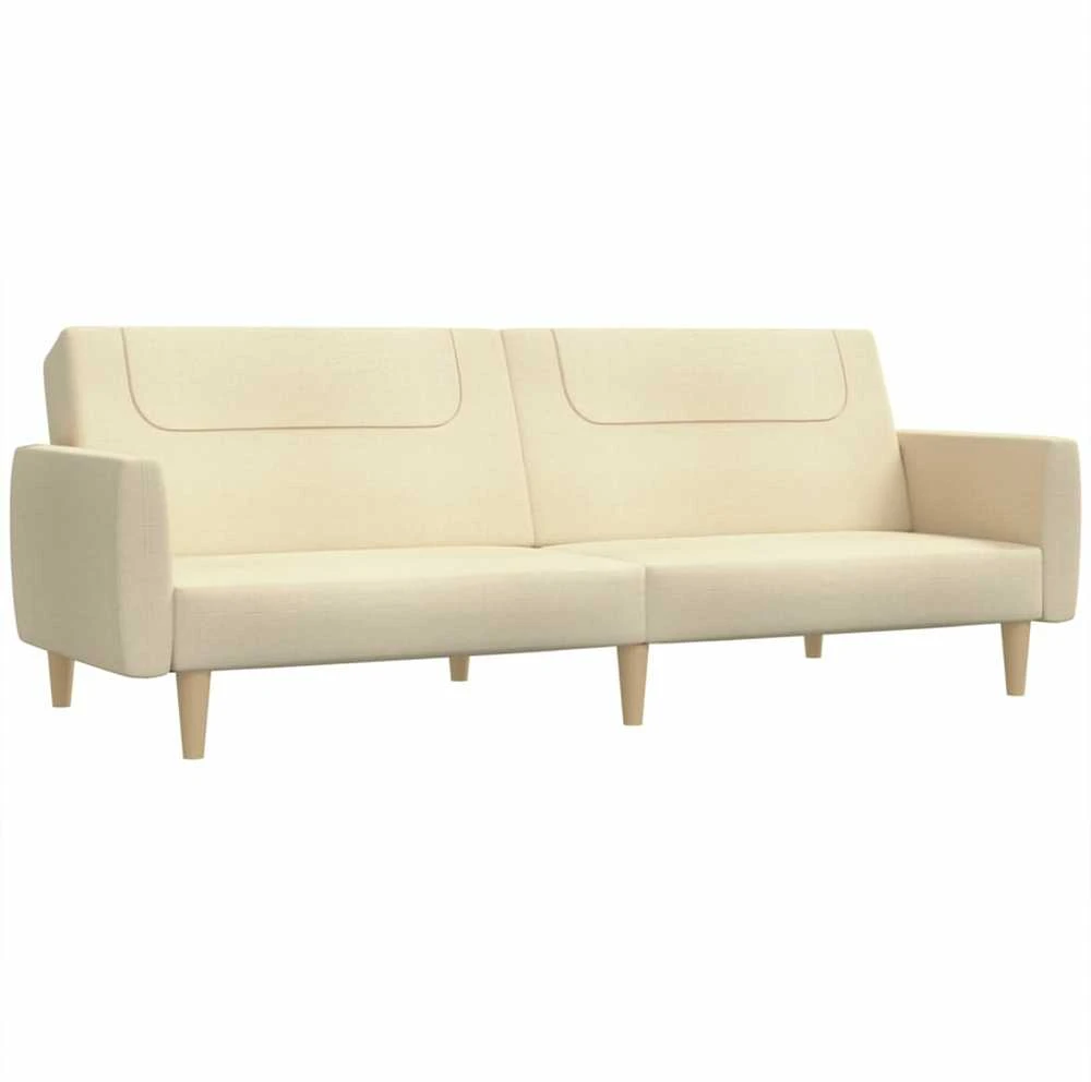 Dvivietė sofa-lova, kreminės spalvos, audinys