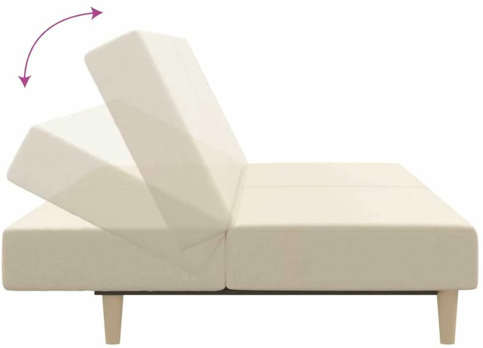 Dvivietė sofa-lova, kreminės spalvos, audinys