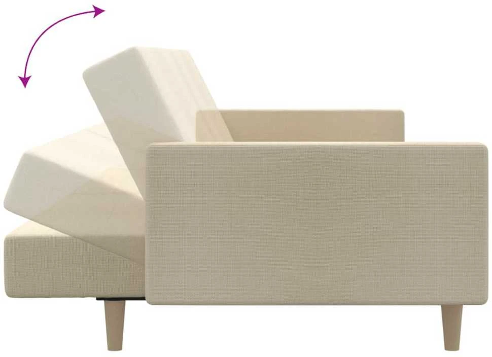 Dvivietė sofa-lova, kreminės spalvos, audinys