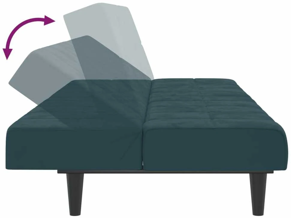 Dvivietė sofa-lova, mėlynos spalvos, aksomas