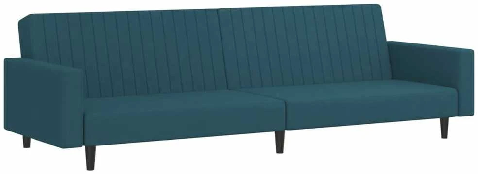 Dvivietė sofa-lova, mėlynos spalvos, aksomas