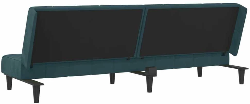 Dvivietė sofa-lova, mėlynos spalvos, aksomas