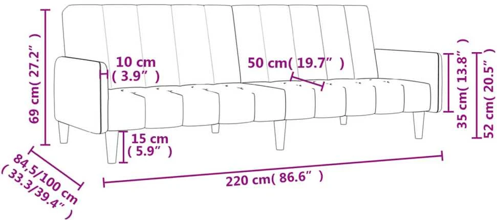 Dvivietė sofa-lova, mėlynos spalvos, aksomas