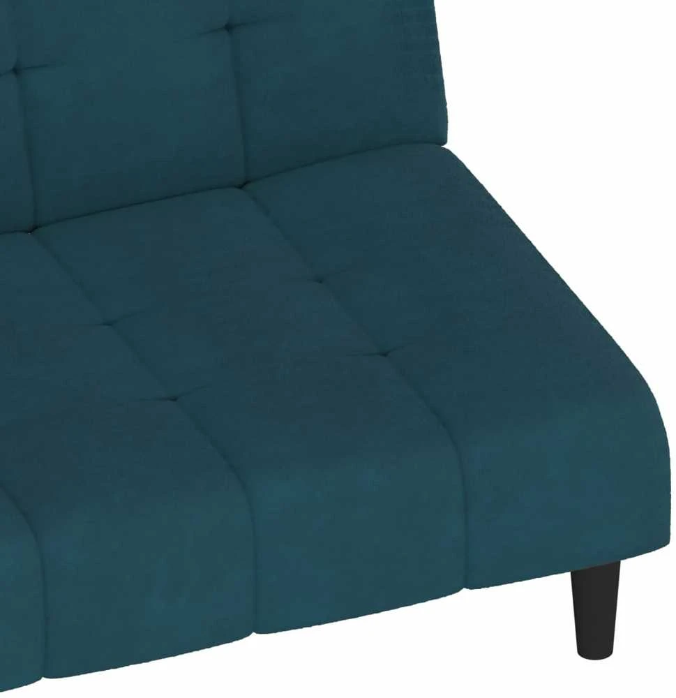 Dvivietė sofa-lova, mėlynos spalvos, aksomas
