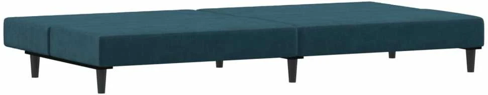 Dvivietė sofa-lova, mėlynos spalvos, aksomas