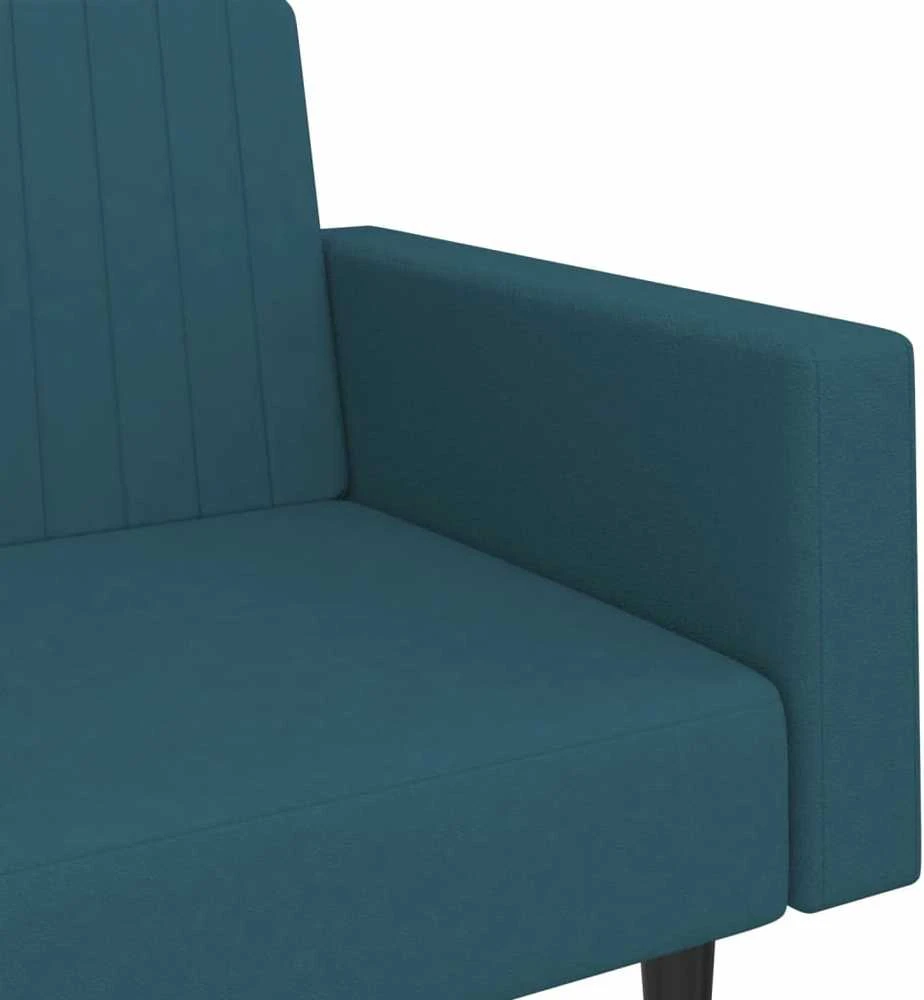 Dvivietė sofa-lova, mėlynos spalvos, aksomas