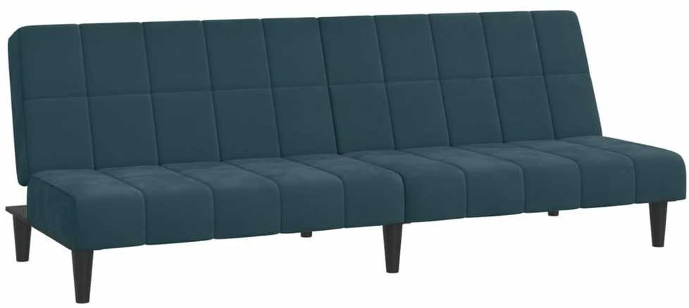 Dvivietė sofa-lova, mėlynos spalvos, aksomas