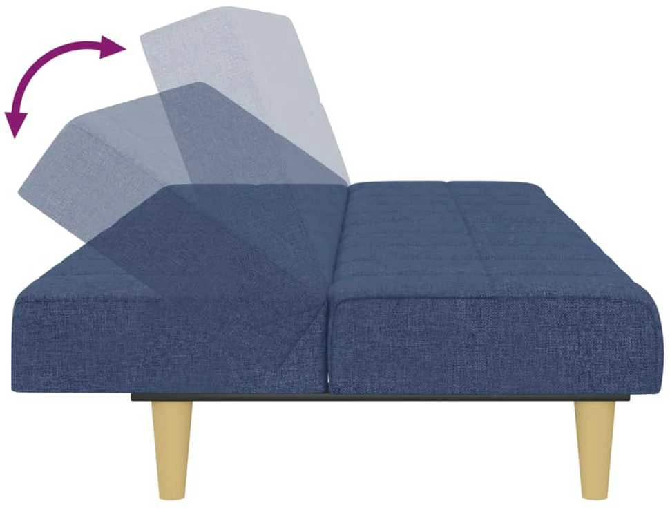 Dvivietė sofa-lova, mėlynos spalvos, audinys
