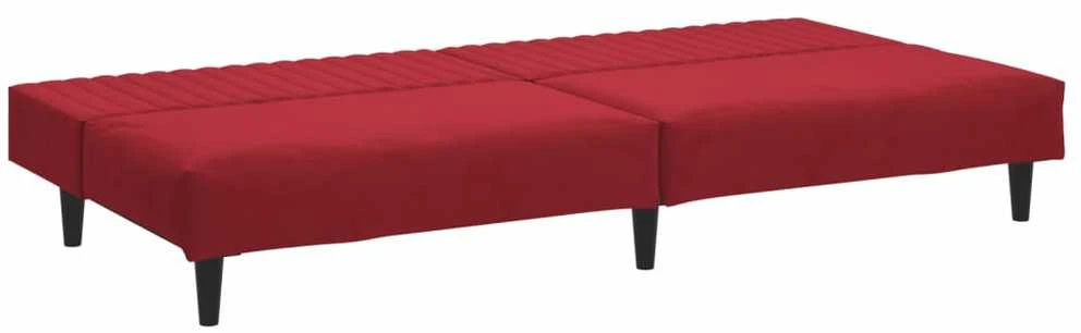 Dvivietė sofa-lova, raudonojo vyno spalvos, aksomas