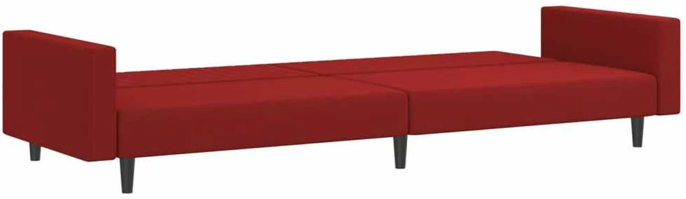 Dvivietė sofa-lova, raudonojo vyno spalvos, aksomas