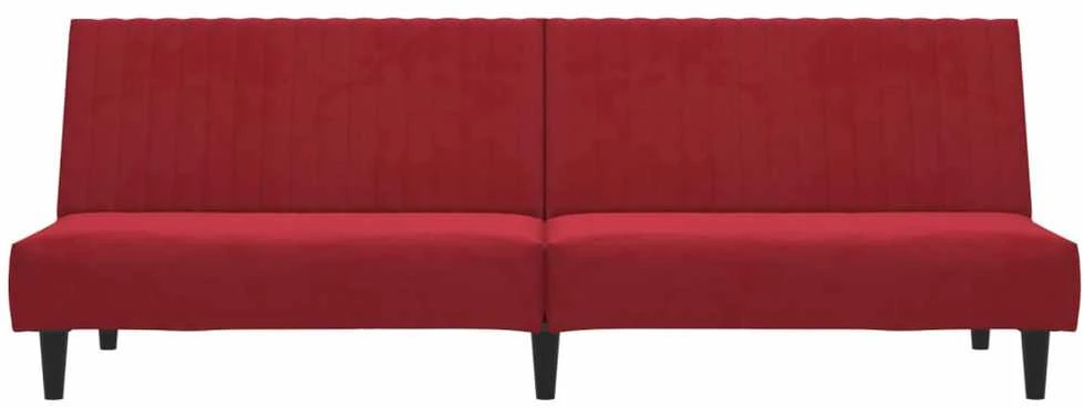 Dvivietė sofa-lova, raudonojo vyno spalvos, aksomas