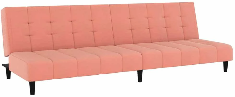 Dvivietė sofa-lova, rožinės spalvos, aksomas