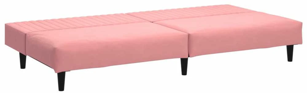 Dvivietė sofa-lova, rožinės spalvos, aksomas