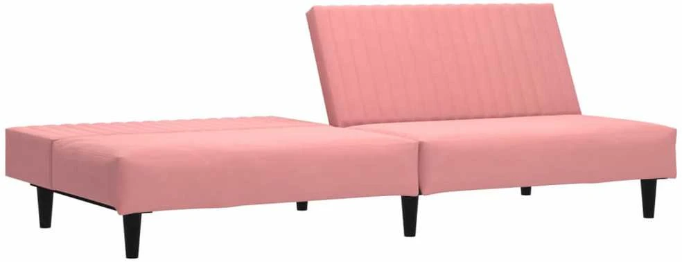 Dvivietė sofa-lova, rožinės spalvos, aksomas