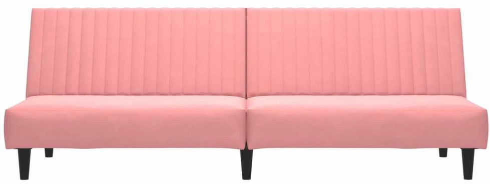 Dvivietė sofa-lova, rožinės spalvos, aksomas