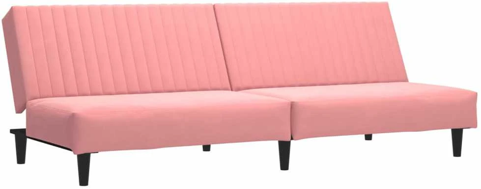 Dvivietė sofa-lova, rožinės spalvos, aksomas