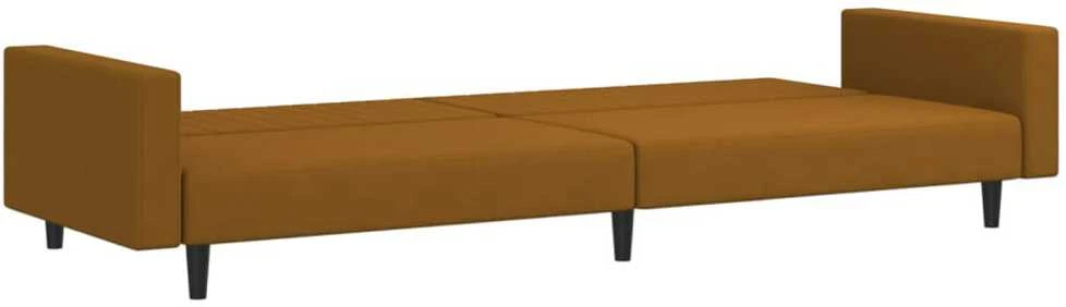 Dvivietė sofa-lova, rudos spalvos, aksomas