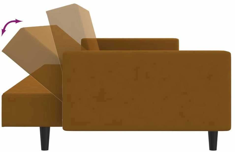 Dvivietė sofa-lova, rudos spalvos, aksomas