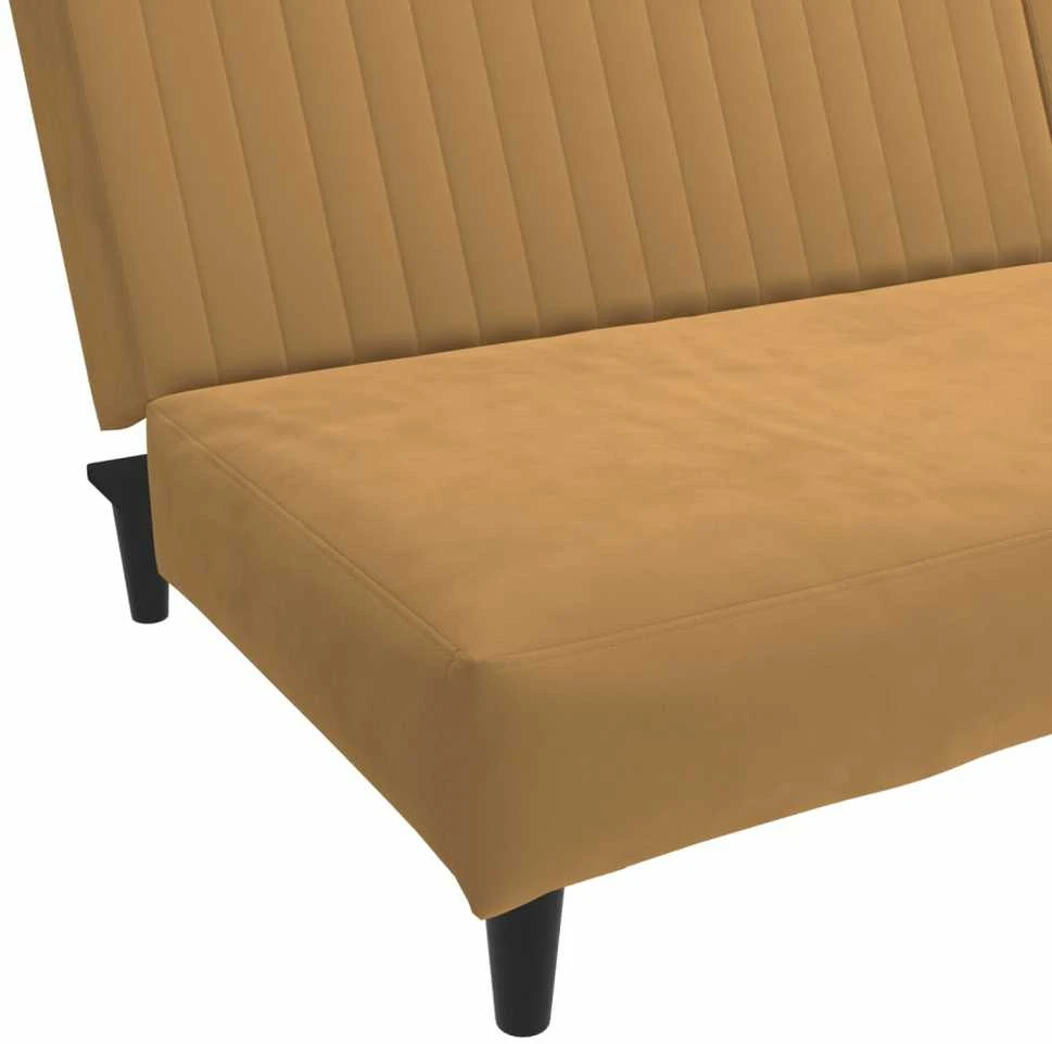 Dvivietė sofa-lova, rudos spalvos, aksomas