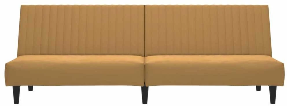 Dvivietė sofa-lova, rudos spalvos, aksomas