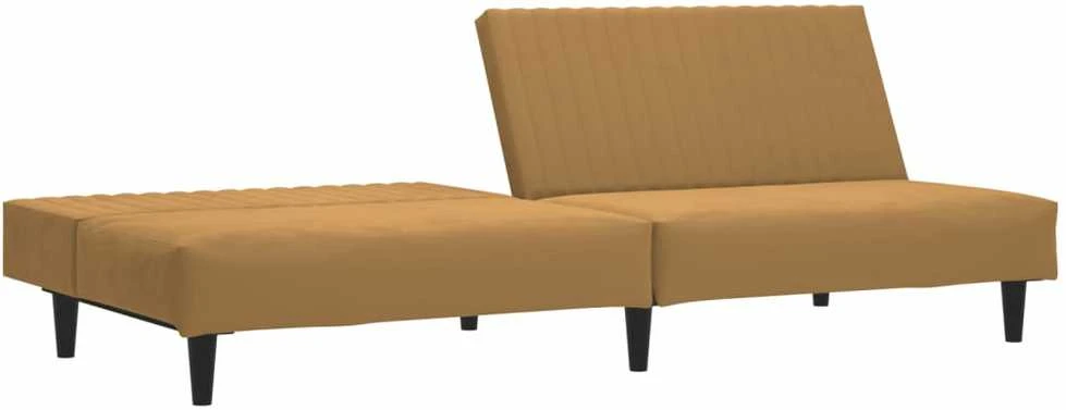 Dvivietė sofa-lova, rudos spalvos, aksomas