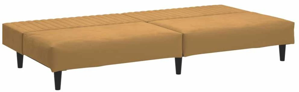 Dvivietė sofa-lova, rudos spalvos, aksomas
