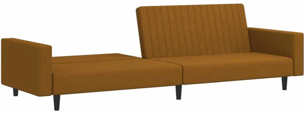 Dvivietė sofa-lova, rudos spalvos, aksomas