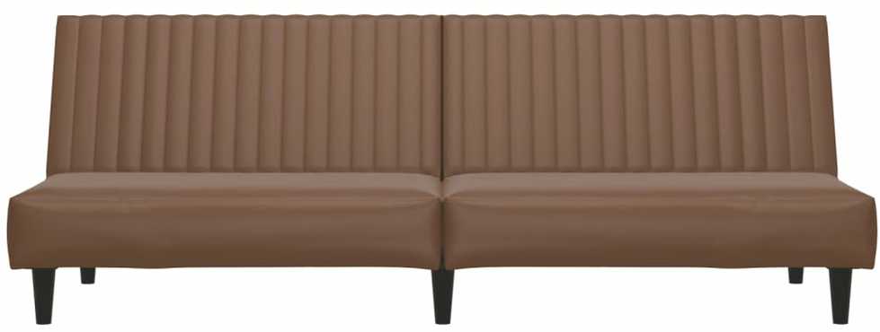 Dvivietė sofa-lova, rudos spalvos, dirbtinė oda