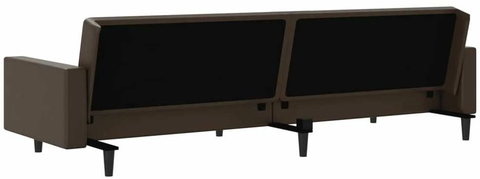 Dvivietė sofa-lova, rudos spalvos, dirbtinė oda