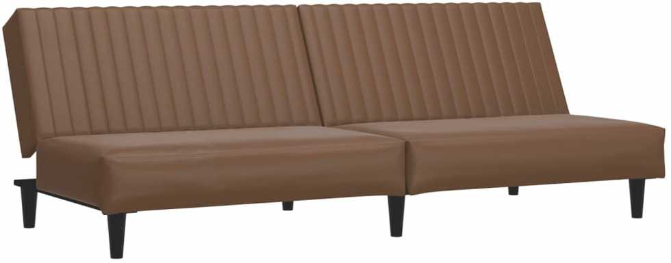 Dvivietė sofa-lova, rudos spalvos, dirbtinė oda