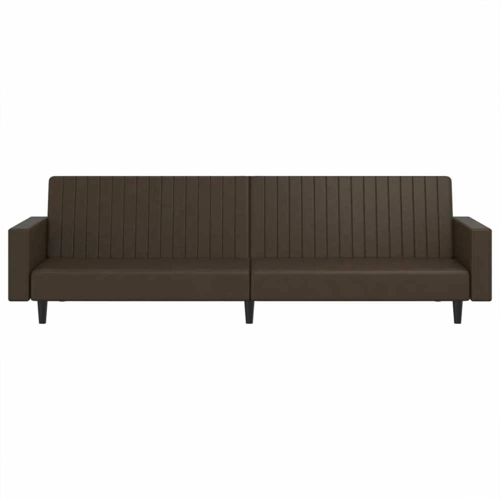 Dvivietė sofa-lova, rudos spalvos, dirbtinė oda