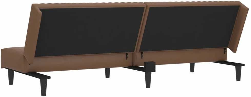 Dvivietė sofa-lova, rudos spalvos, dirbtinė oda