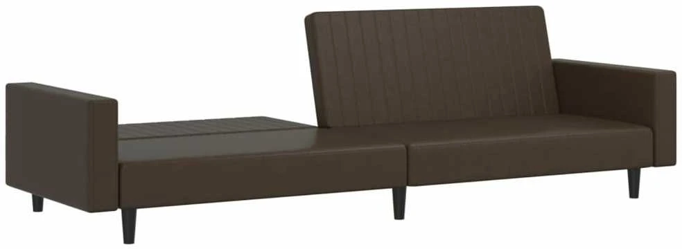 Dvivietė sofa-lova, rudos spalvos, dirbtinė oda