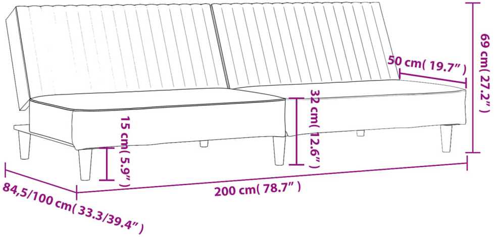 Dvivietė sofa-lova, rudos spalvos, dirbtinė oda