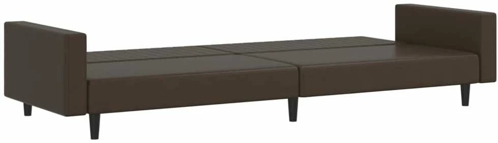 Dvivietė sofa-lova, rudos spalvos, dirbtinė oda