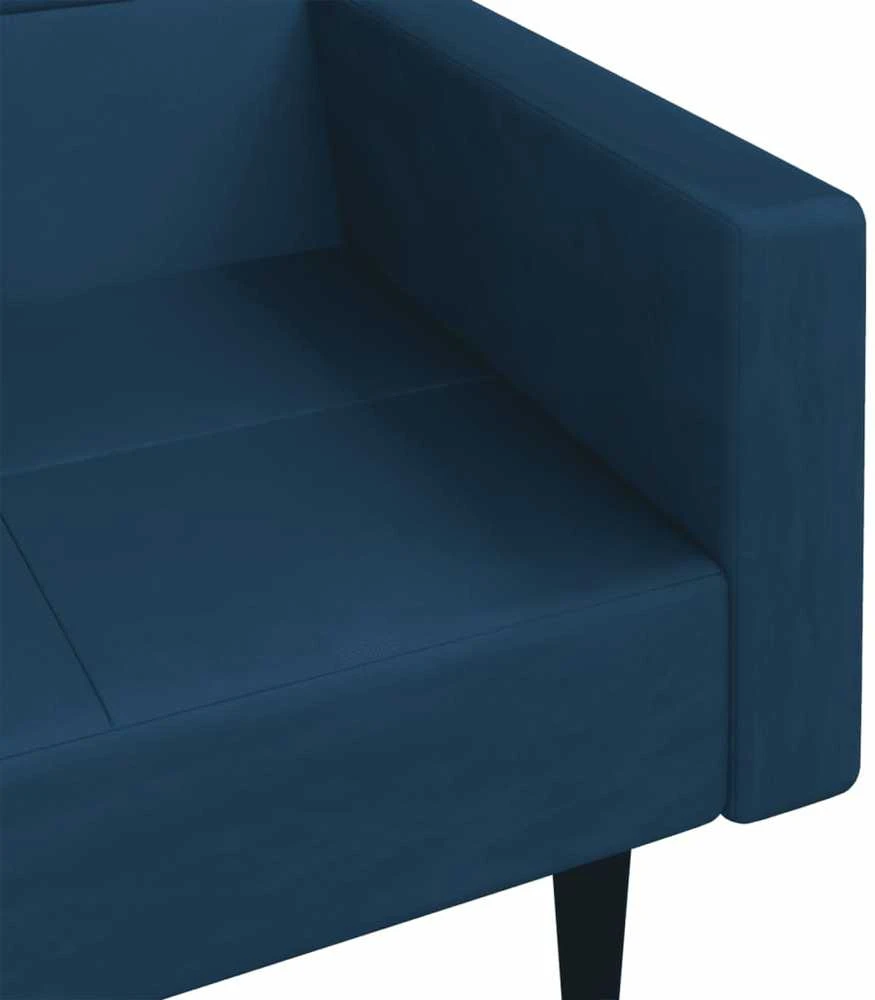 Dvivietė sofa-lova su dvejomis pagalvėmis, mėlyna, aksomas