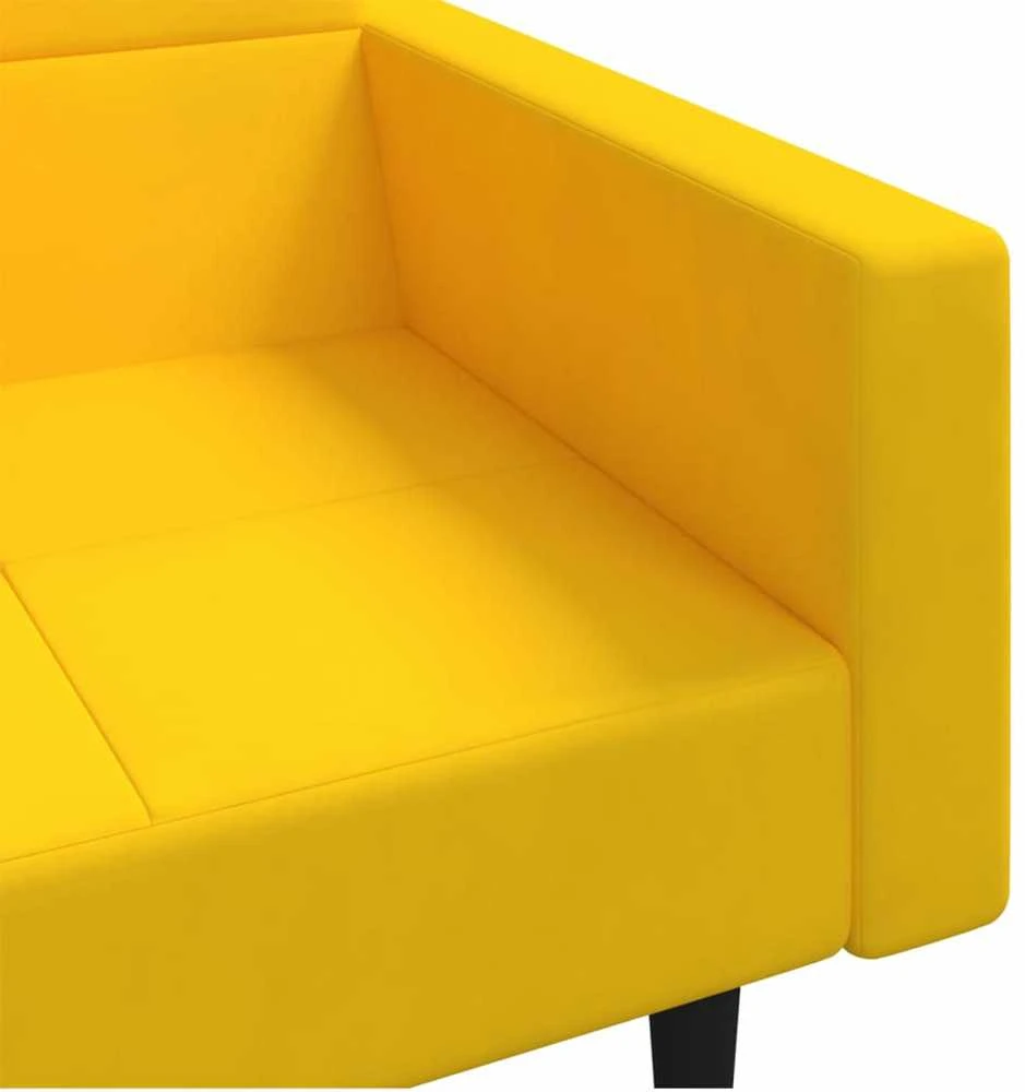 Dvivietė sofa-lova su dvejomis pagalvėmis, geltona, aksomas