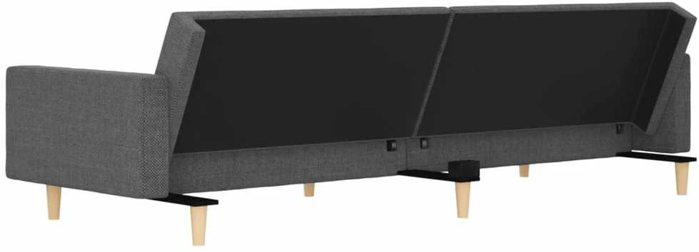 Dvivietė sofa-lova su dvejomis pagalvėmis, pilka, audinys