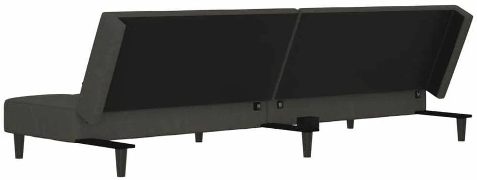 Dvivietė sofa-lova su dvejomis pagalvėmis, pilka, aksomas