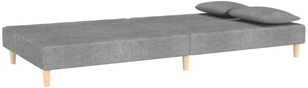 Dvivietė sofa-lova su dvejomis pagalvėmis, pilka, audinys