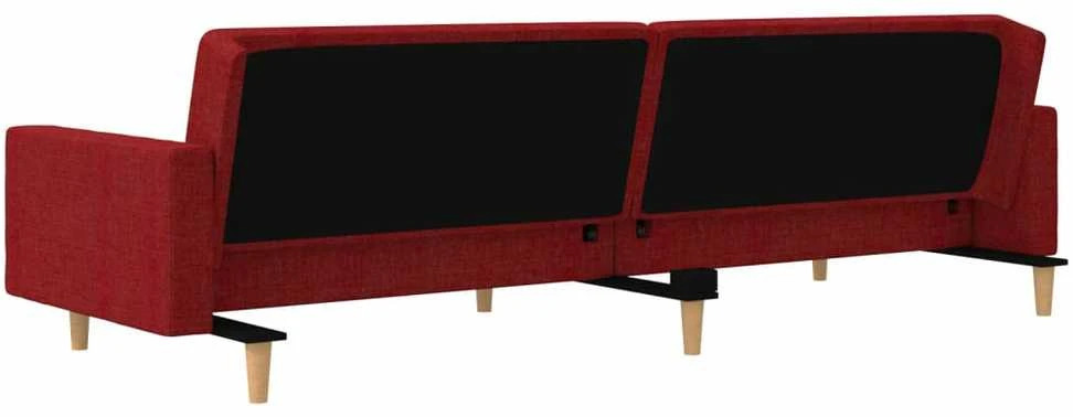 Dvivietė sofa-lova su dvejomis pagalvėmis, vyno, audinys