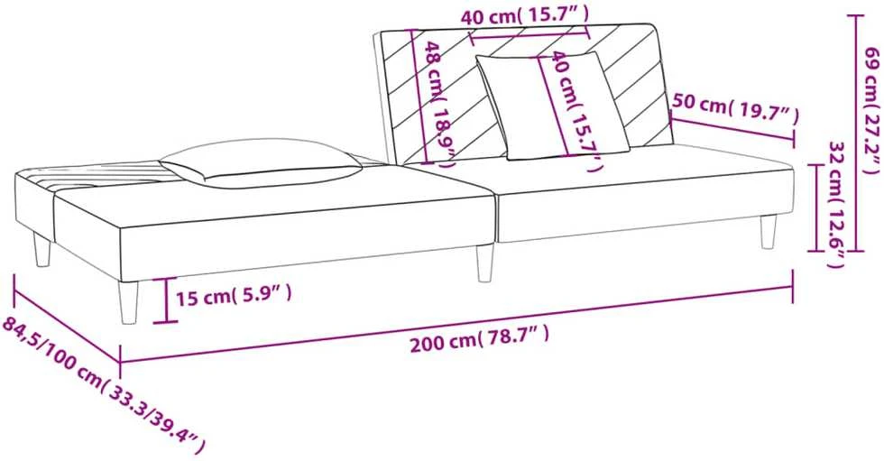 Dvivietė sofa-lova su dvejomis pagalvėmis, geltona, aksomas