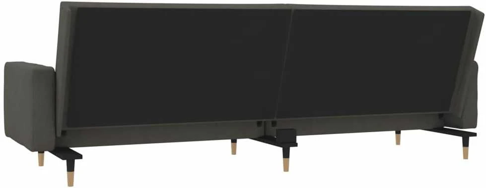 Dvivietė sofa-lova su dvejomis pagalvėmis, pilka, aksomas